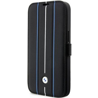 Etui BMW BMBKP14L22RVSK Apple iPhone 14 Pro czarny/black bookcase Leather Stamp Blue Lines