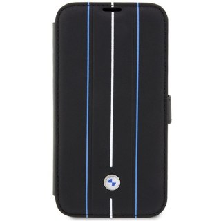 Etui BMW BMBKP14L22RVSK Apple iPhone 14 Pro czarny/black bookcase Leather Stamp Blue Lines