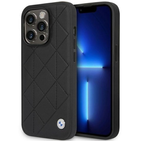 Etui iPhone 14 Pro BMW czarne Leather Quilted