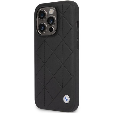 Etui iPhone 14 Pro BMW czarne Leather Quilted