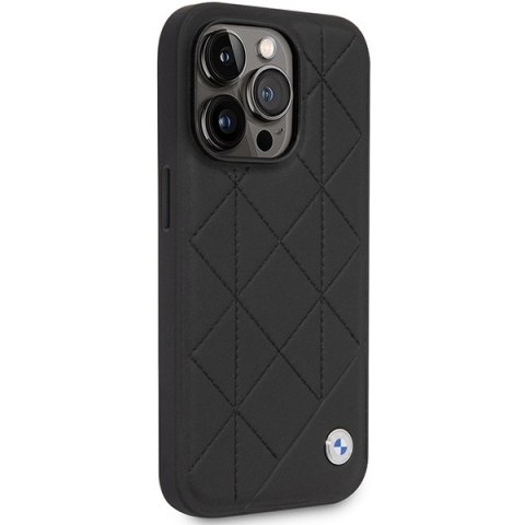 Etui iPhone 14 Pro BMW czarne Leather Quilted