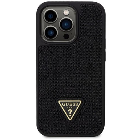 Etui na telefon iPhone 14 Pro Guess czarne hardcase z kryształkami