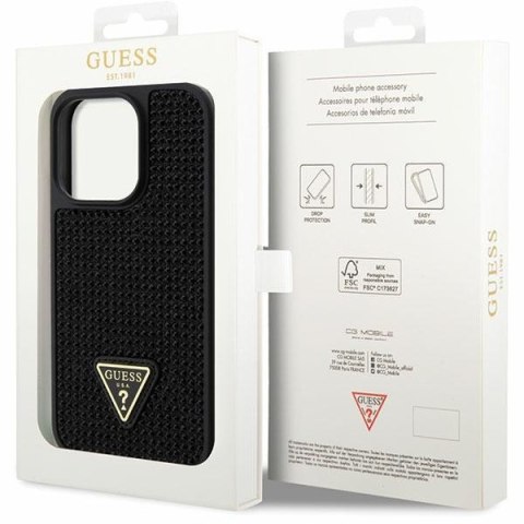 Etui na telefon iPhone 14 Pro Guess czarne hardcase z kryształkami