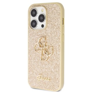 Etui na telefon iPhone 14 Pro Guess złote Glitter Script Big 4G