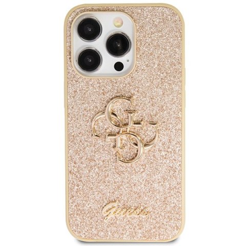 Etui na telefon iPhone 14 Pro Guess złote Glitter Script Big 4G