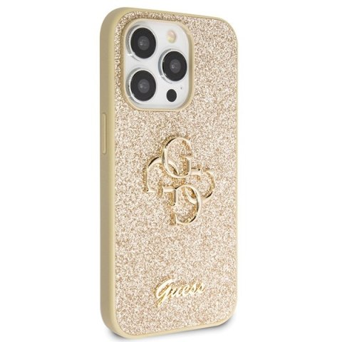 Etui na telefon iPhone 14 Pro Guess złote Glitter Script Big 4G