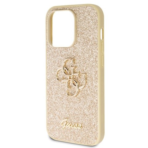 Etui na telefon iPhone 14 Pro Guess złote Glitter Script Big 4G