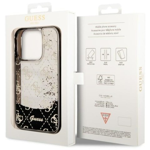 Etui na telefon iPhone 14 Pro Guess czarne hardcase Liquid Glitter