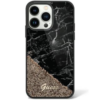 Etui na telefon iPhone 14 Pro Guess czarne hardcase Liquid Glitter Marble