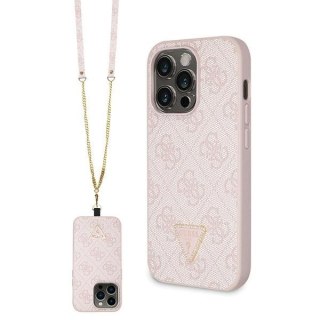 Etui iPhone 14 Pro Guess różowe hardcase Crossbody 4G Metal Logo