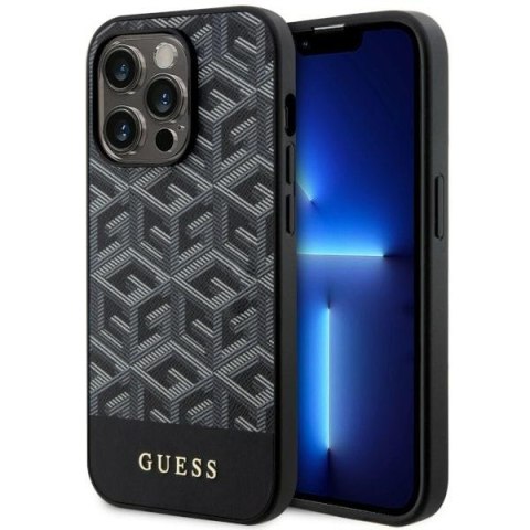 Etui na telefon iPhone 14 Pro Guess GCube Stripes MagSafe czarne