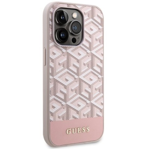 Etui na telefon iPhone 14 Pro Guess GCube Stripes MagSafe różowe