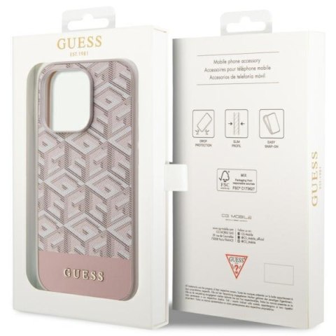 Etui na telefon iPhone 14 Pro Guess GCube Stripes MagSafe różowe