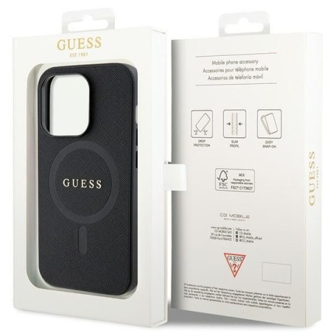 Etui na telefon iPhone 14 Pro Guess Saffiano MagSafe czarne