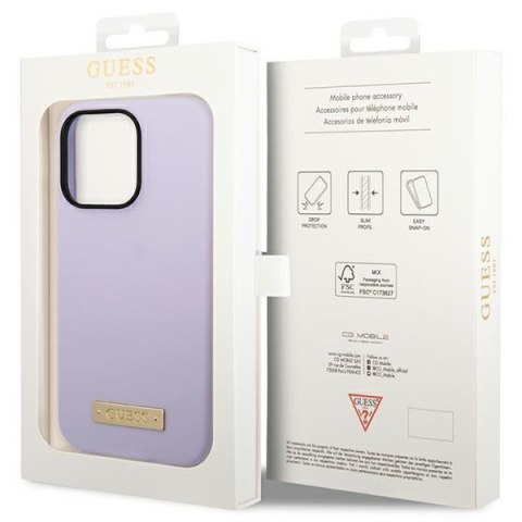 Etui na telefon iPhone 14 Pro Guess Silicone MagSafe fioletowe