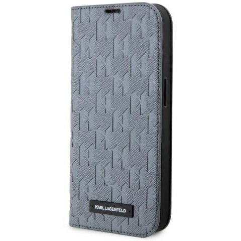 Etui na telefon iPhone 14 Pro Karl Lagerfeld Saffiano Monogram srebrne