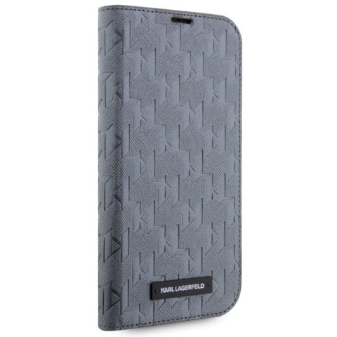 Etui na telefon iPhone 14 Pro Karl Lagerfeld Saffiano Monogram srebrne