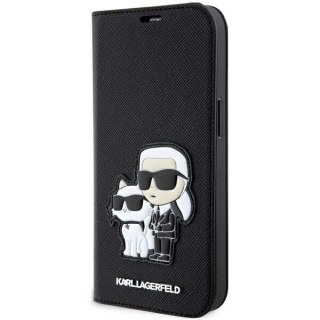 Etui na telefon iPhone 14 Pro Karl Lagerfeld Saffiano czarne Choupette