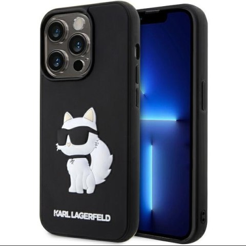 Etui na telefon iPhone 14 Pro Karl Lagerfeld Choupette 3D czarne hardcase