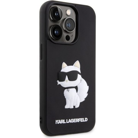 Etui na telefon iPhone 14 Pro Karl Lagerfeld Choupette 3D czarne hardcase