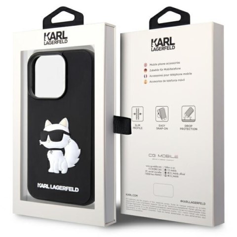 Etui na telefon iPhone 14 Pro Karl Lagerfeld Choupette 3D czarne hardcase