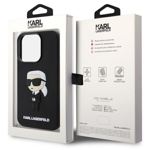 Etui na telefon iPhone 14 Pro Karl Lagerfeld czarne hardcase 3D