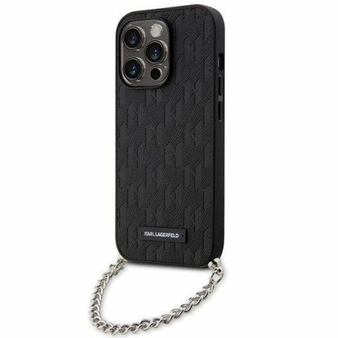 Etui na telefon iPhone 14 Pro Karl Lagerfeld czarne Saffiano Chain