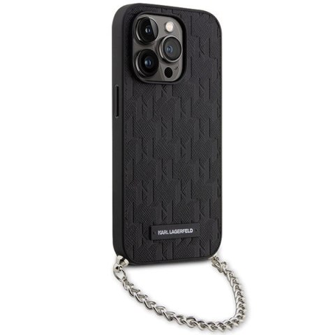 Etui na telefon iPhone 14 Pro Karl Lagerfeld czarne Saffiano Chain