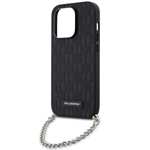 Etui na telefon iPhone 14 Pro Karl Lagerfeld czarne Saffiano Chain