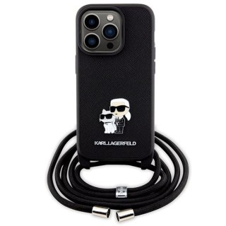 Etui na telefon iPhone 14 Pro Karl Lagerfeld czarne hardcase Saffiano