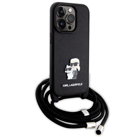 Etui na telefon iPhone 14 Pro Karl Lagerfeld czarne hardcase Saffiano