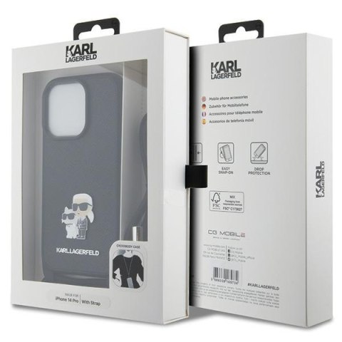 Etui na telefon iPhone 14 Pro Karl Lagerfeld czarne hardcase Saffiano