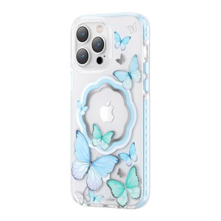 Etui na telefon iPhone 14 Pro Kingxbar niebieskie Butterfly MagSafe