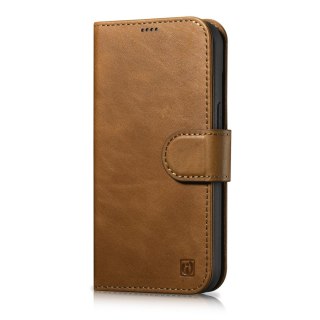 Etui iPhone 14 Pro iCarer Oil Wax Wallet Anti-RFID 2in1 jasnobrązowe