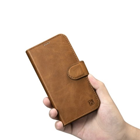 Etui iPhone 14 Pro iCarer Oil Wax Wallet Anti-RFID 2in1 jasnobrązowe