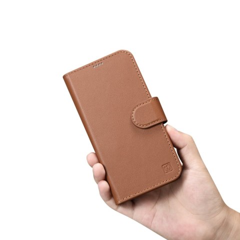 Etui iPhone 14 Pro iCarer Wallet Anti-RFID 2in1 brązowe