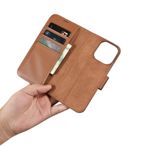 Etui iPhone 14 Pro iCarer Wallet Anti-RFID 2in1 brązowe