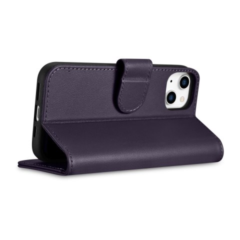 Etui iPhone 14 Pro iCarer Wallet Anti-RFID 2in1 ciemnofioletowe