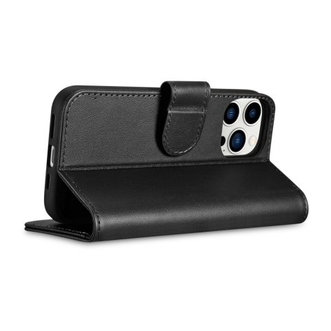 Etui iPhone 14 Pro iCarer Wallet Anti-RFID 2in1 czarne