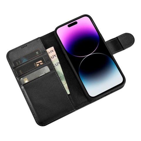 Etui iPhone 14 Pro iCarer Wallet Anti-RFID 2in1 czarne