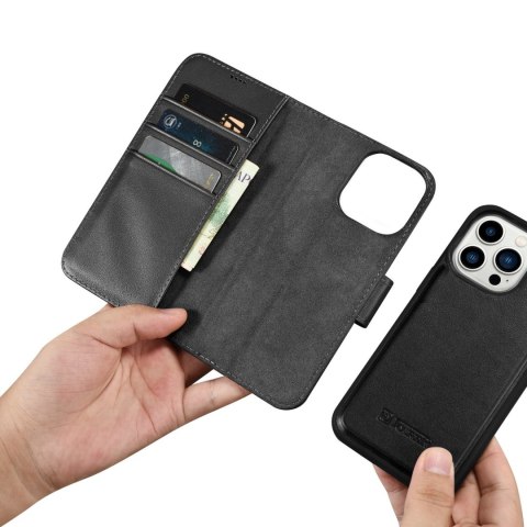 Etui iPhone 14 Pro iCarer Wallet Anti-RFID 2in1 czarne