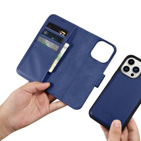 Etui na telefon iPhone 14 Pro iCarer Wallet Anti-RFID 2w1 niebieskie