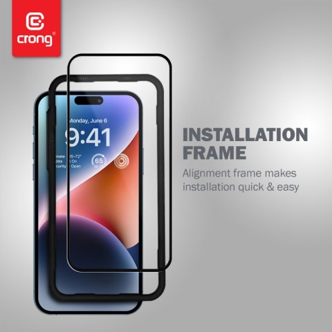 Szkło hartowane iPhone 14 Pro Crong 3D Armour Glass z ramką instalacyjną