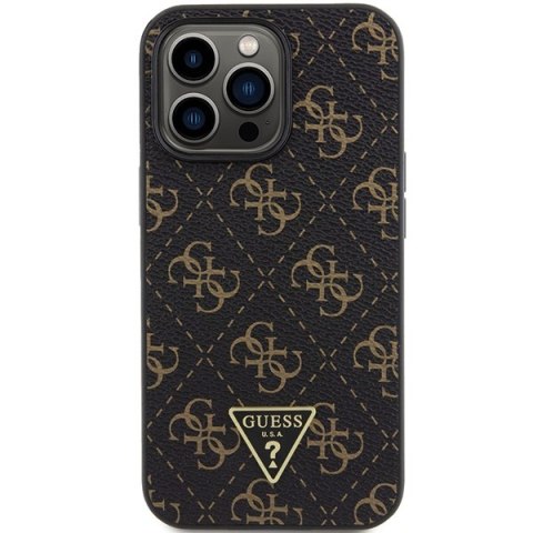 Etui na telefon iPhone 14 Pro Guess czarne hardcase 4G Triangle Metal Logo