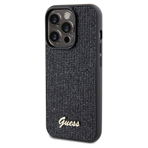 Etui na telefon iPhone 14 Pro Guess czarne hardcase Disco Metal Script