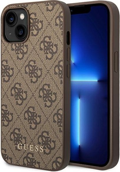 Etui na telefon iPhone 14 Plus / 15 Plus Guess brązowe hardcase 4G