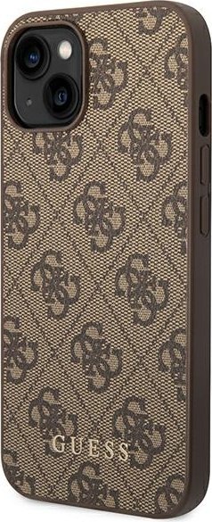 Etui na telefon iPhone 14 Plus / 15 Plus Guess brązowe hardcase 4G