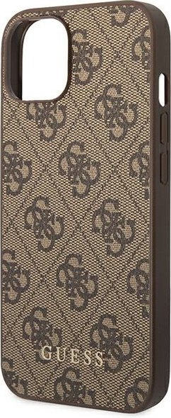 Etui na telefon iPhone 14 Plus / 15 Plus Guess brązowe hardcase 4G