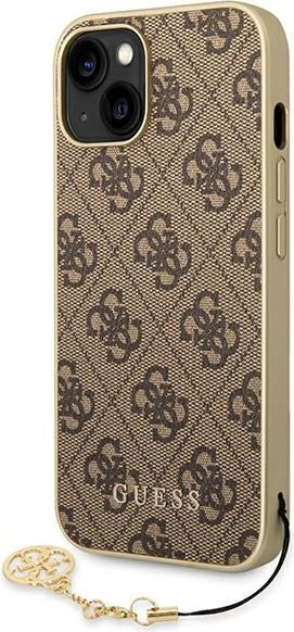 Etui iPhone 14 Plus / 15 Plus Guess brązowe hardcase 4G Charms Collection