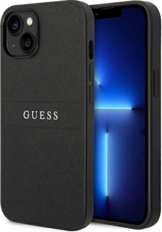 Etui na telefon iPhone 14 Plus / 15 Plus Guess Saffiano Strap czarne